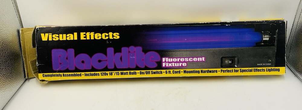 Visual Effects 18" Blacklite Fluorescent Bulb With Portable Fixture w/ Mount New